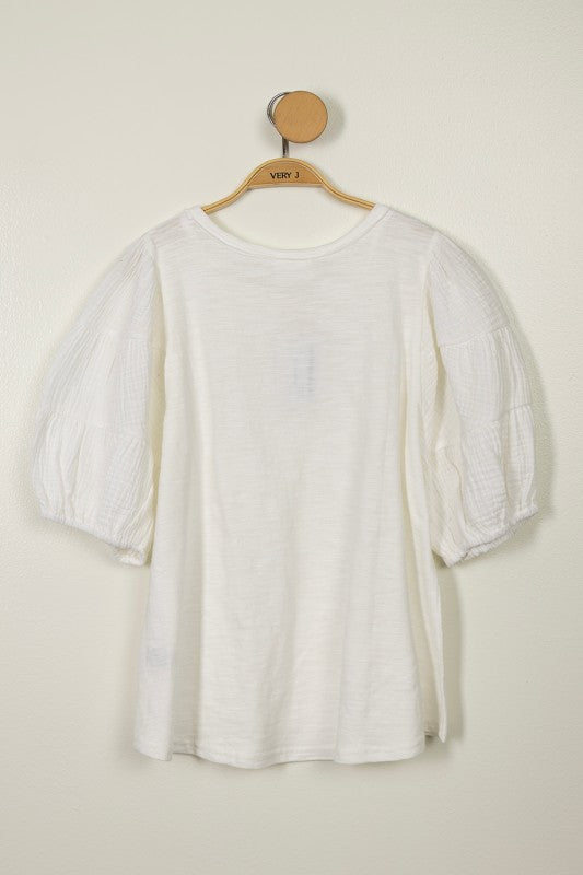 2111 Puff Sleeve Cotton T-Shirt