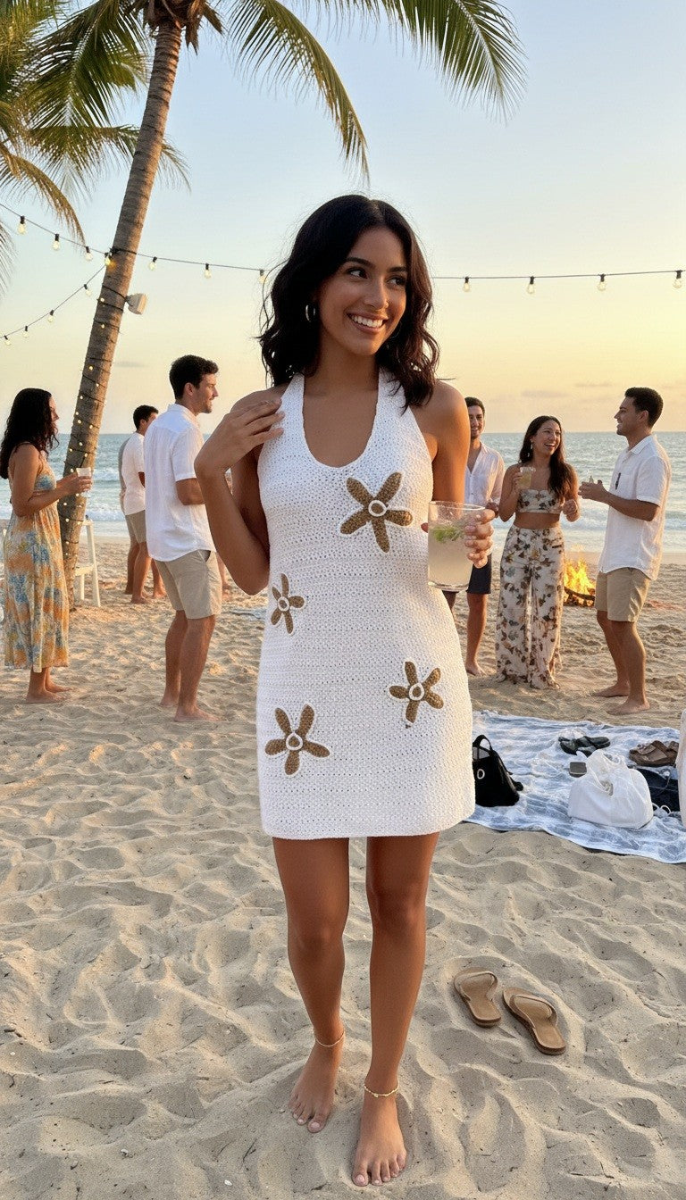 2435 Halter Crochet Dress